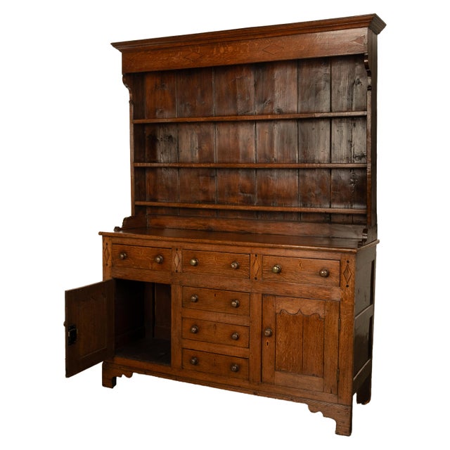 Antique 18th Century Georgian Oak Inlaid Welsh Dresser Plate Rack Sideboard 1780 For Sale - Image 9 of 11