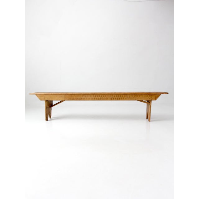 Brown Antique Primitive Farmhouse Bench For Sale - Image 8 of 18