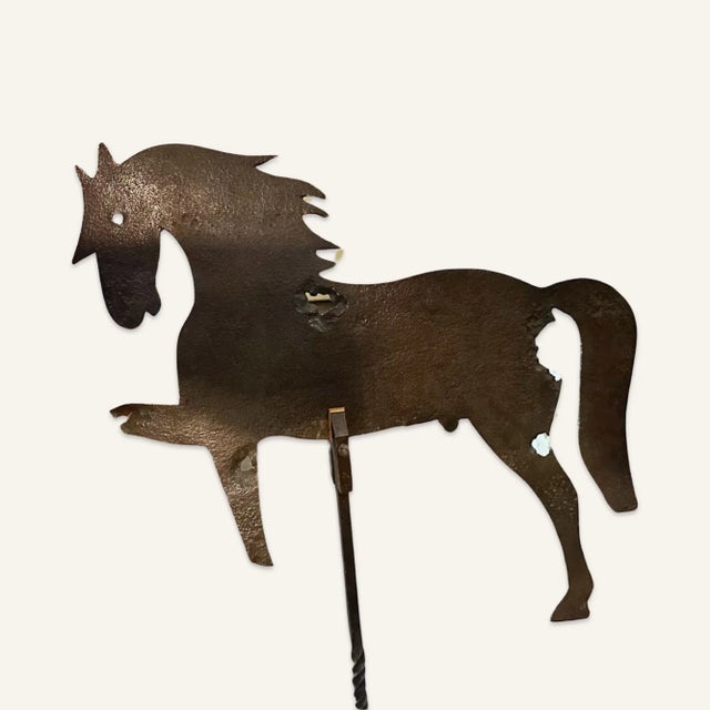 American Early Mounted American Hammered Iron Weathervane in the Form of a Horse For Sale - Image 3 of 4