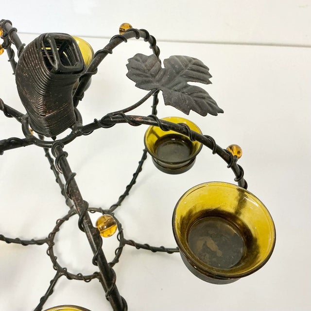 Metal 1980s Vintage Brutalist Boho Chic Metal Votive Candle Holder Pumpkin, Thanksgiving & Halloween For Sale - Image 7 of 10