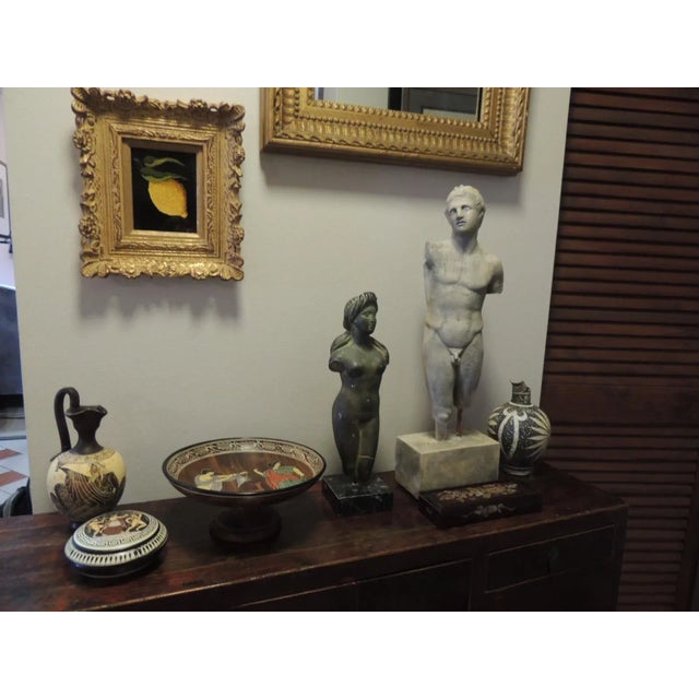 Ceramic Vintage Greek Hand Painted Footed Krater Bowl For Sale - Image 7 of 8