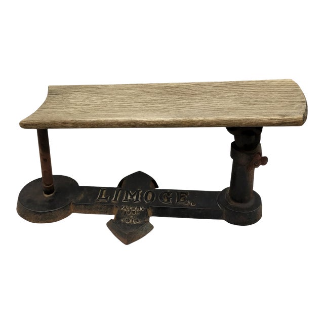 Antique Limoges Factory Artist’s Cast Iron & Wood Detailing Armrest – 1916 For Sale