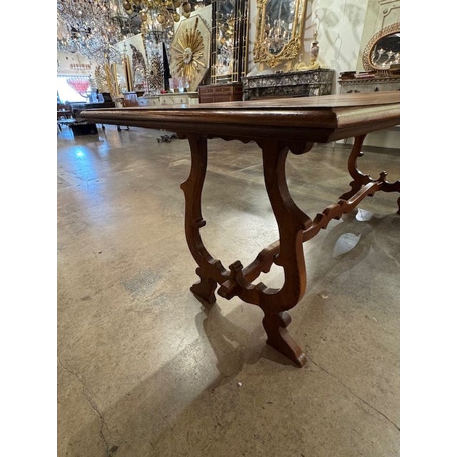 Early 20th Century Early 20th Century Italian Walnut Trestle Table For Sale - Image 5 of 8