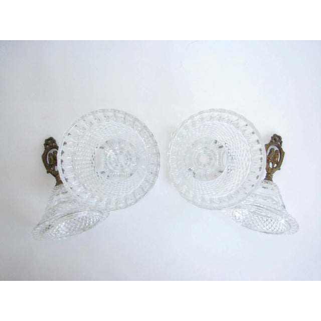 Early 20th Century Antique Diamond Cut Glass Lidded Urns With Brass Love Bird Finials - a Pair For Sale - Image 5 of 13
