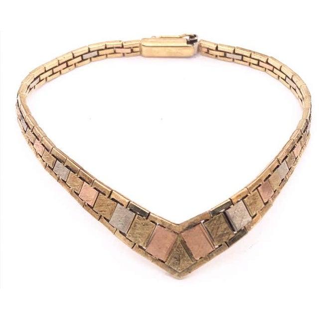 14 Karat Italian Three-Tone Gold Fancy Link Bracelet For Sale - Image 10 of 10