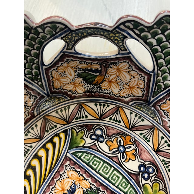 Ceramic Coimbra Ceramic - Hand Painted Portuguese Fruit Basket 7 For Sale - Image 7 of 14