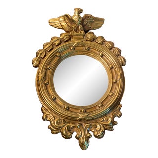 Vintage Federal Eagle Style Convex Small Wall Mirror For Sale
