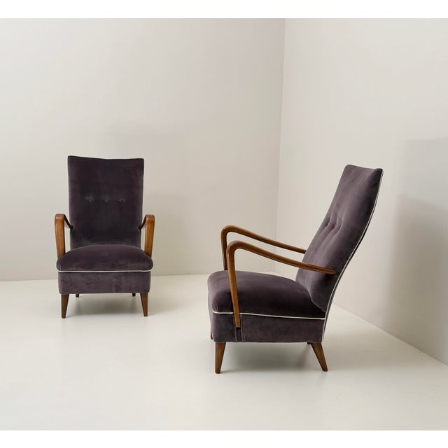 Mid-Century Modern Armchairs by Osvaldo Borsani for Atelier Borsani Varedo, 1940s, Set of 2 For Sale - Image 3 of 5