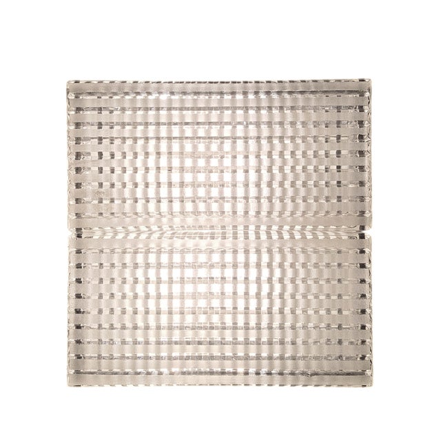 Original Modernist / Mid century flush-mount ceiling fixtures. Each fixture is composed of two substantial pieces of...