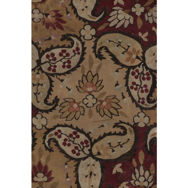 Antique Bessarabian Square Tapestry in Red & Brown Floral Patterns- Rug & Kilim For Sale In New York - Image 6 of 10