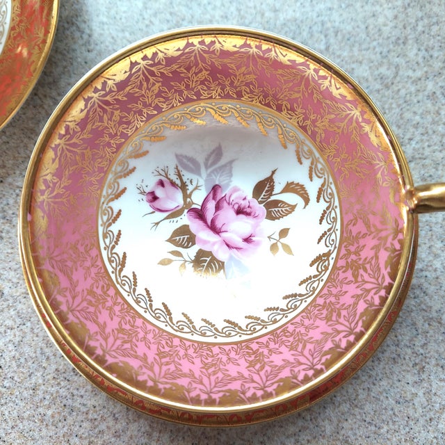 John Aynsley Vintage Aynsley Bone China Cabbage Rose Tea Cup and Saucer- 2 Pieces For Sale - Image 4 of 15