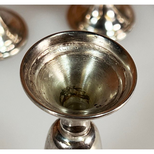 Vintage Sterling Silver Cocktail Cordials / Shot Glasses - Set of 4 For Sale - Image 4 of 4