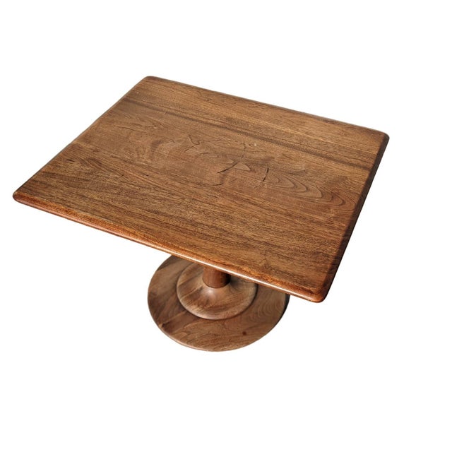 Brown 1960s Solid Walnut Swiveling Pedestal Side Table For Sale - Image 8 of 8