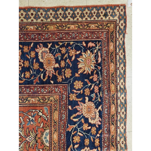 Antique Farahan Sarouk Handmade Oriental Ivory, Red & Navy Rug For Sale - Image 11 of 11