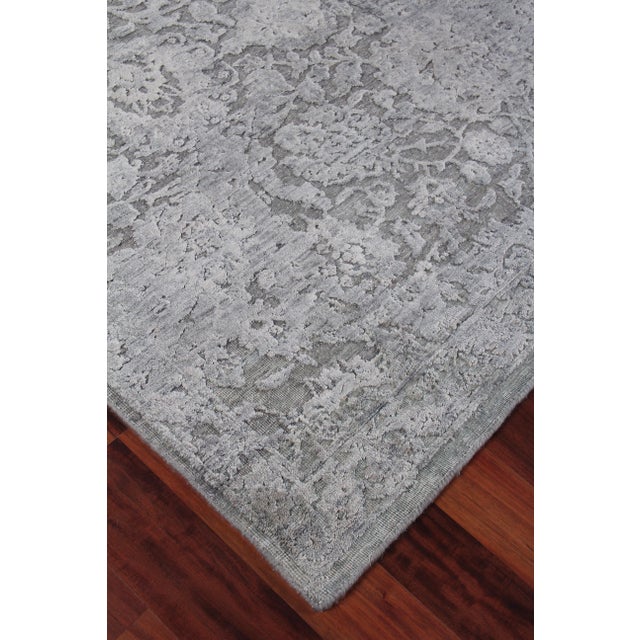Bryant Silver/Gray hand knotted Wool/Viscose/Cotton Rug - 8'x10' For Sale In Los Angeles - Image 6 of 8