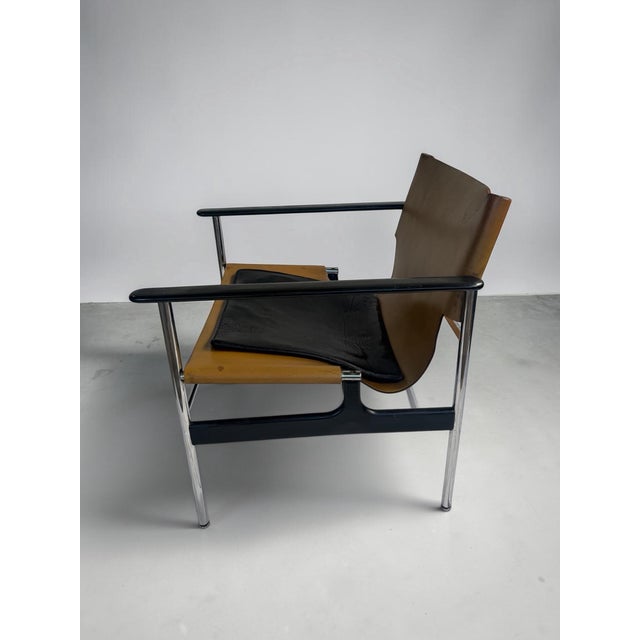 Mid-Century Modern Pair Charles Pollock 657 Sling Chairs, Knoll Associates 1960s, Original Labels For Sale - Image 3 of 9