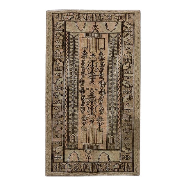 Oriental Hand Knotted Rug Turkish Vintage Oushak 4'3" x 7'5" For Sale