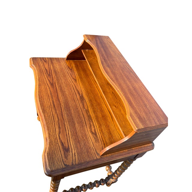 1980s Vintage Desk or Accent Table With Barley Twist Spindle Legs in Henredon Style For Sale - Image 5 of 13