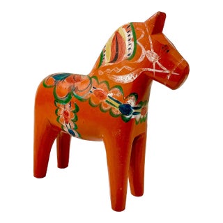 1950s Vintage Gustavia Boho Chic Swedish Hand-Carved Wood Dala Horse For Sale