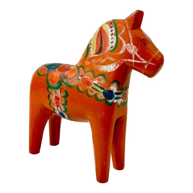 1950s Vintage Gustavia Boho Chic Swedish Hand-Carved Wood Dala Horse For Sale