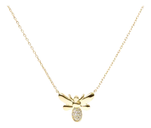 10K Yellow Gold Diamond Accented Bumble Bee Pendant 18" Inch Necklace (H-I Color, I1-I2 Clarity)
