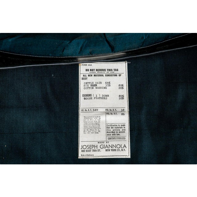 Brown 1930s Joseph Giannnola Faux Bamboo Regency Style Chair With Black Leather Cushion For Sale - Image 8 of 11