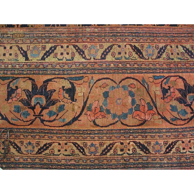 Beautiful Large Antique Persian Khorassan Moud Rug With Floral Background on Navy Color For Sale - Image 4 of 5