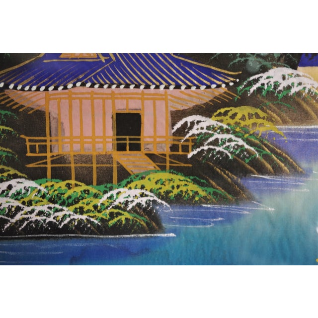1970s Japanese Silk Painting, 1970s For Sale - Image 5 of 7
