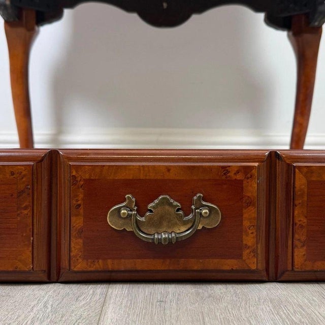 Antique English Beech and Burr Walnut Inlaid Side Table, 1900s For Sale - Image 11 of 12