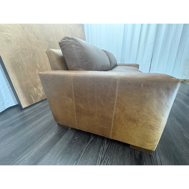 Rh Maxwell Leather 2-Cushion Sofa | Italian Brompton Leather – Cocoa | Down-Feather Fill For Sale - Image 9 of 18