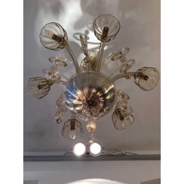 Glass Murano Glass 6-Light Chandelier, 1930s For Sale - Image 7 of 14