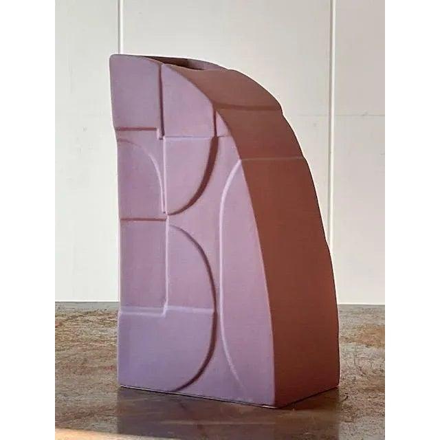 Vintage Signed Geometric Slab Built Studio Pottery Vase For Sale - Image 13 of 13