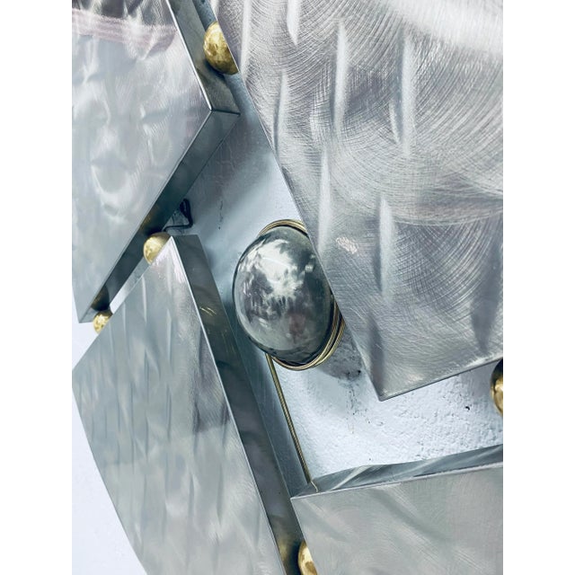 Mid90s Contemporary Steel and Brass Wall Sculpture For Sale - Image 10 of 12