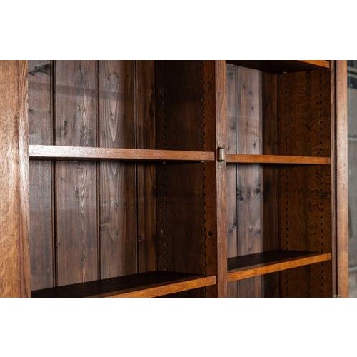 Large Antique English Oak Glazed Bookcase Cabinet, 1880 For Sale - Image 18 of 18