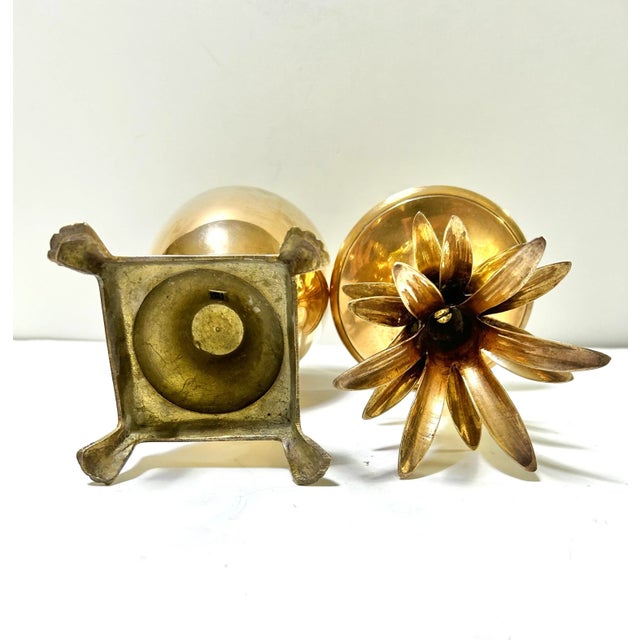 Metal 1960s Brass Hollywood Regency Pineapple Lidded Urn For Sale - Image 7 of 7