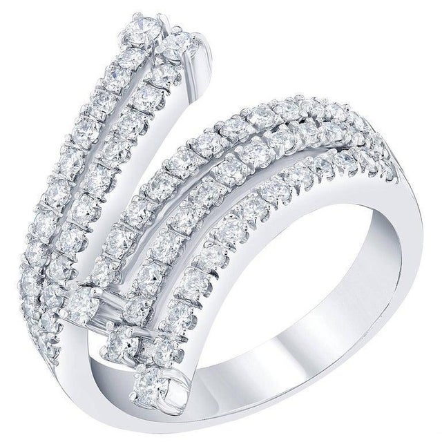 Bold and Beautiful Cocktail Ring with Diamonds. This ring has 63 Round Cut Diamonds that weigh 1.01 Carats (Clarity: SI2,...