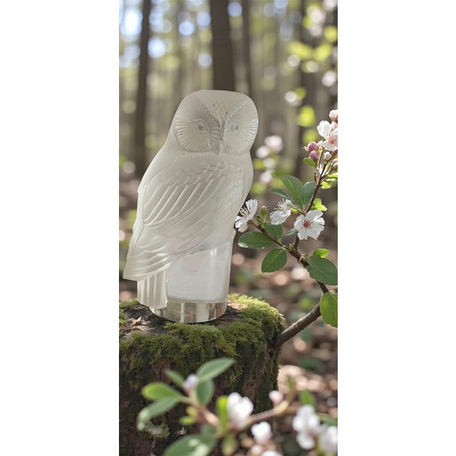 This vintage crystal owl was produced by Lalique in France, circa 1960s, during a period when Lalique animal figures...