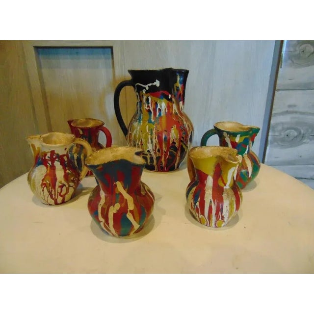 Art Deco Jug with Cups in the style of Hutsul, Set of 6 For Sale - Image 10 of 10