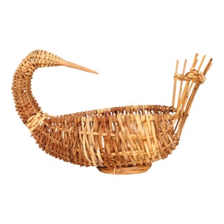Goose-Shaped Rattan Basket For Sale