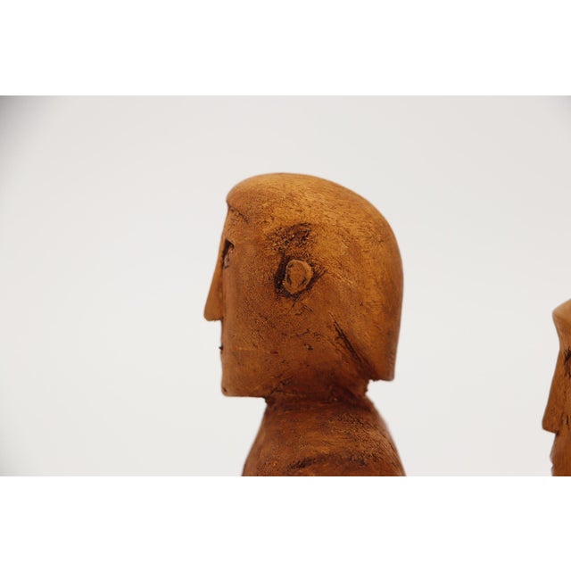 Brown American Folk Art Set of Two Wooden Male Torsos, Early 20th Century For Sale - Image 8 of 15