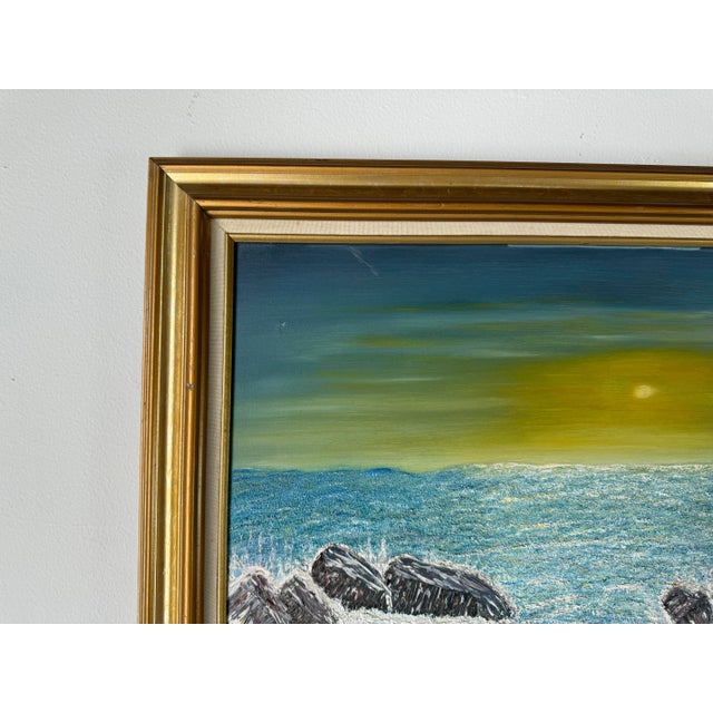 1980"s Scheno Ocean Sunrise Seascape Oil Painting, Framed For Sale In Miami - Image 6 of 11