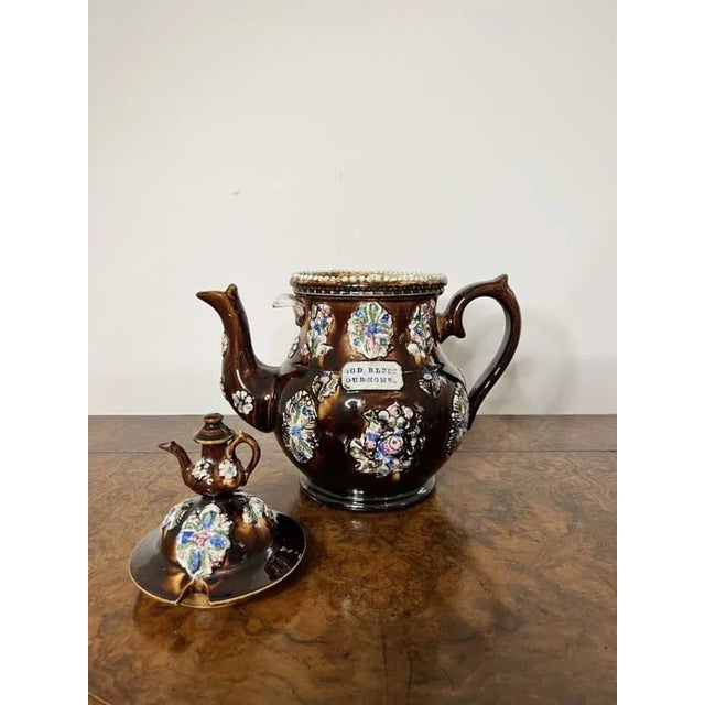 1900 - 1909 Large Antique Bargeware Tea Pot, 1900s For Sale - Image 5 of 8