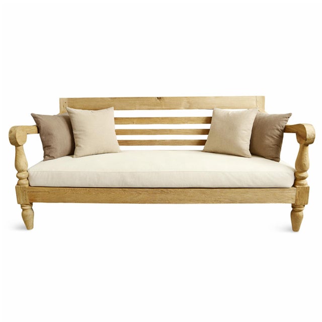 Outdoor natural teak wood club bench. Teak will naturally weather to a more silver/grey patina over time when left exposed...