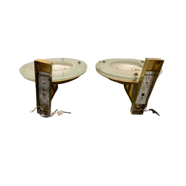 1950s Italian Large Mid-Century Brass Sconces, 1950s, Set of 2 For Sale - Image 5 of 9