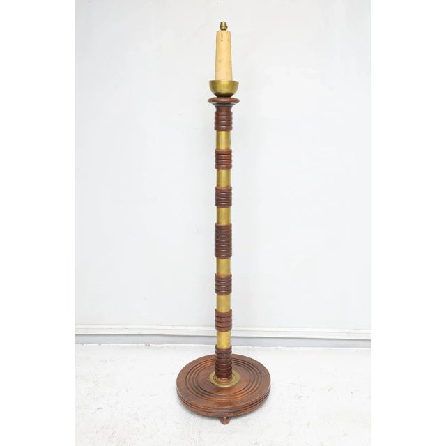 Sculptural French Mid-Century Floor Lamp With Brass Rings For Sale In New York - Image 6 of 7