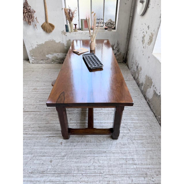 Vintage Farmhouse Table in Walnut, 1950s For Sale - Image 12 of 18