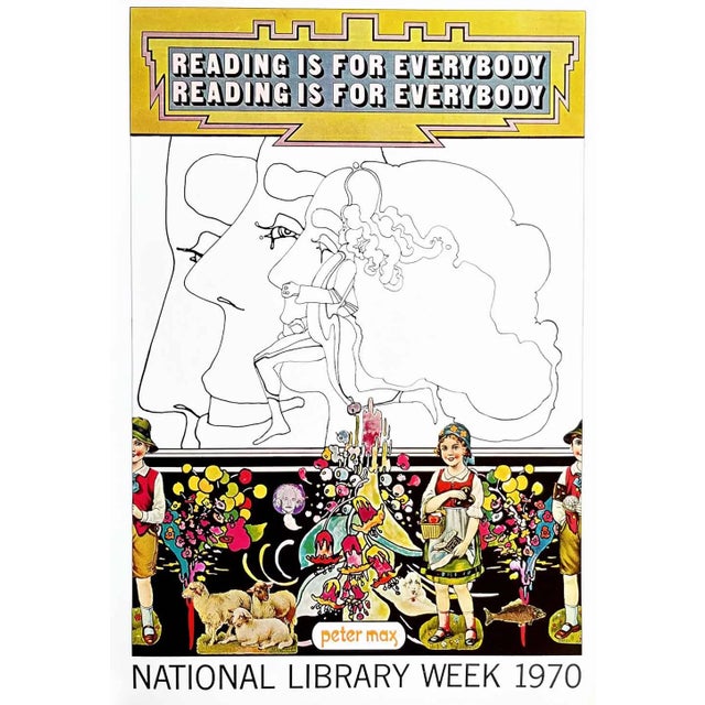 Peter Max Pop Art Poster 21 Reading Is for Everbody 1970 For Sale