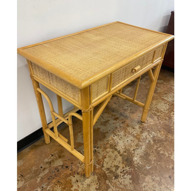 1970s Vintage Bamboo and Rattan Desk, Scandinavian For Sale - Image 5 of 16