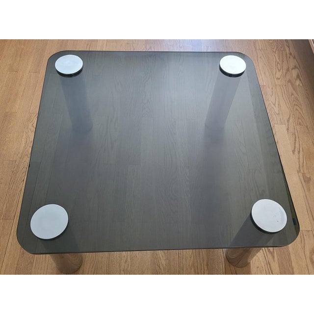 Glass Marcuso Coffee Table in Stainless Steel by Marco Zanuso For Sale - Image 7 of 14