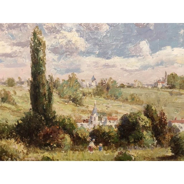 Late 20th Century Large Impressionistic European Village Landscape Oil Painting in Custom Gold Frame For Sale - Image 14 of 18